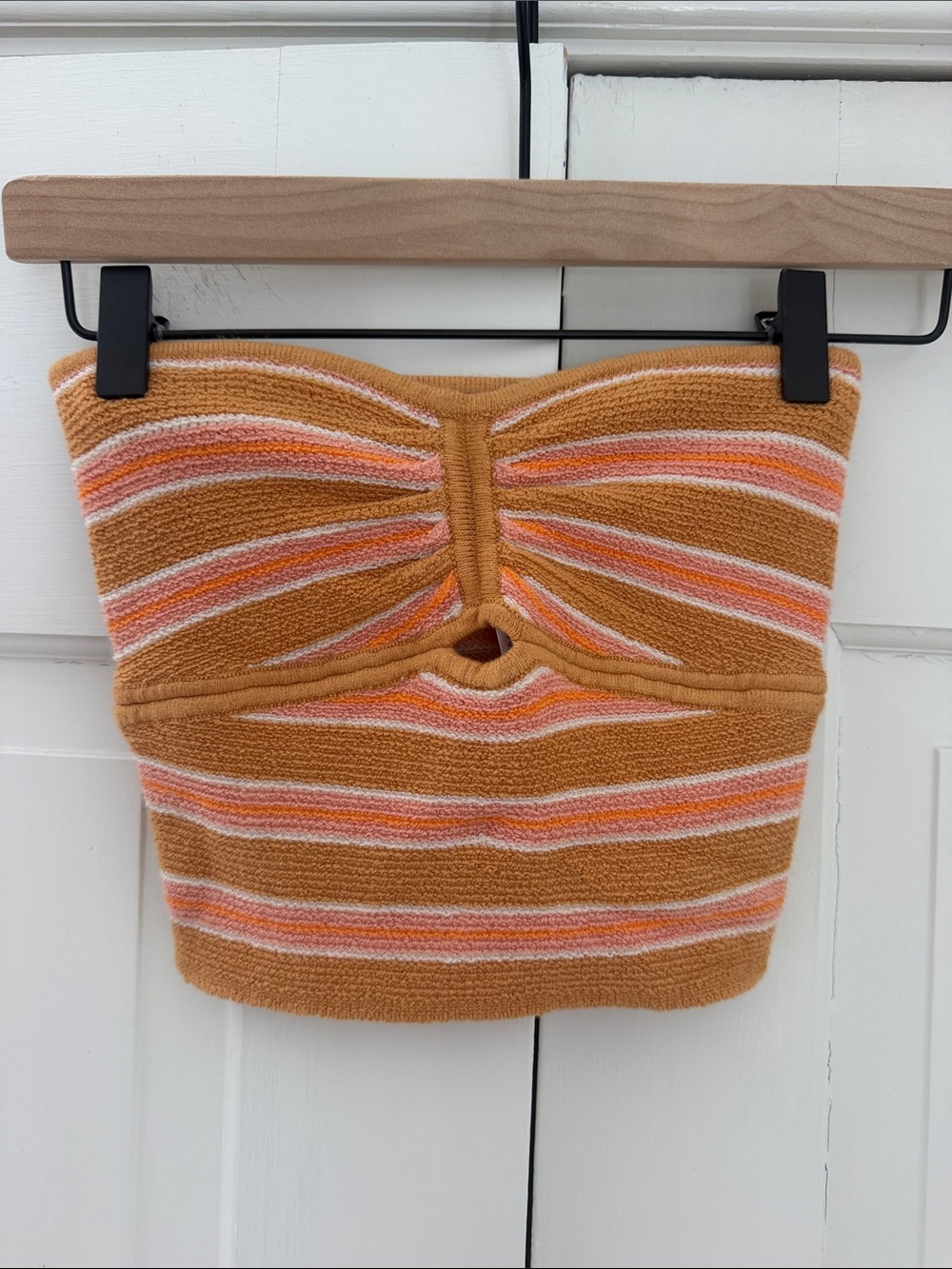 American Eagle Outfitters Striped Knit Tube Top in Mustard and Pink